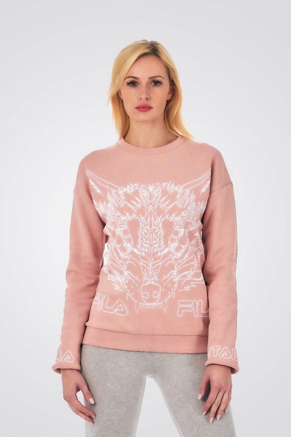 Fila Halpern Flocked Outline Wolf Women's Sweatshirts - Rose,NZ 765-73125